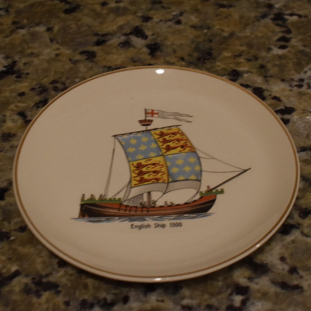 Salem Ovenproof 23K Gold English Ship 1300 Plate